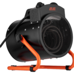 2E Industrial fan heater electric, Stainless, 3kW, 30m sq, 286m cubic/h, heating element – stainless steel, IPX4, black