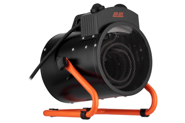 2E Industrial fan heater electric, Stainless, 3kW, 30m sq, 286m cubic/h, heating element – stainless steel, IPX4, black