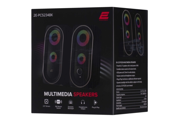 Акустическая система 2E PCS234 RGB, 2.0, USB, Black