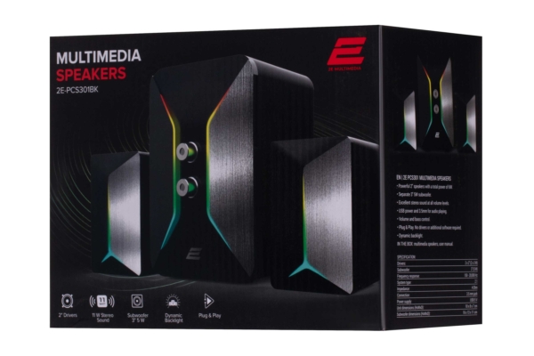 Акустическая система 2E PCS301 RGB, 2.1, USB, Black