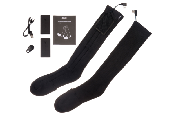 2E Tactical Heated Socks Race Black with Remote Control, Size S