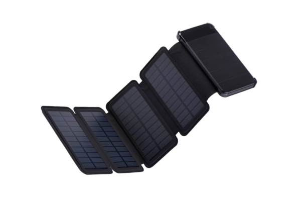 2E Акумулятор портативний літій-іонний Power Bank Solar 8000мА·год, вбудований LED-ліхтар, чорний