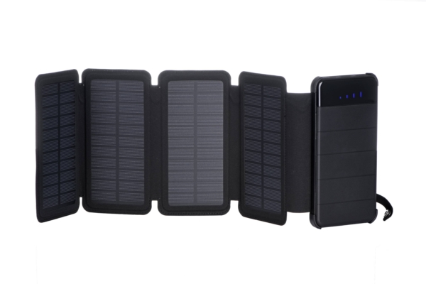 2E Акумулятор портативний літій-іонний Power Bank Solar 8000мА·год, вбудований LED-ліхтар, чорний