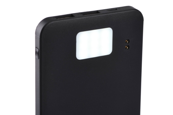 2E Акумулятор портативний літій-іонний Power Bank Solar 8000мА·год, вбудований LED-ліхтар, чорний