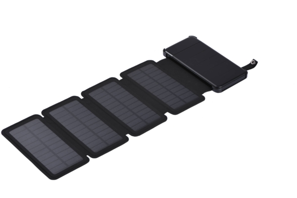 2E Акумулятор портативний літій-іонний Power Bank Solar 8000мА·год, вбудований LED-ліхтар, чорний