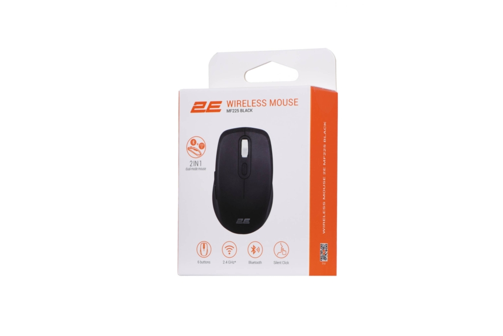 Мышь 2E MF225 Silent, WL/BT, чёрный