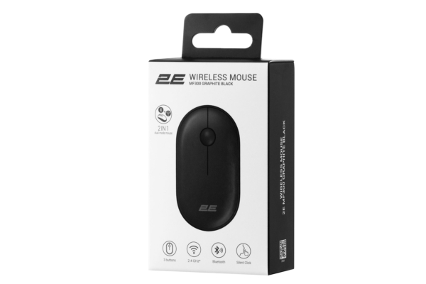 Мышь 2E MF300 Silent, WL/BT, графитово-чёрный