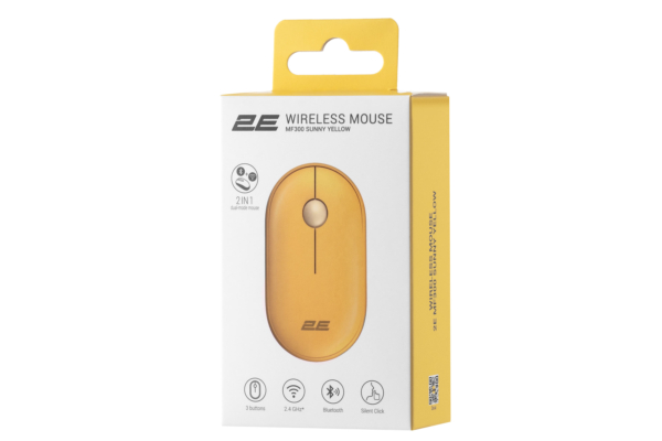 Мышь 2E MF300 Silent, WL/BT, жёлтый