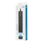 Power strip with surge protector 2E 5xType F, 3×1.5mm2, 16A, 3xUSB-A, 2m, white