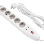 Power strip with surge protector 2E 5xType F, 3×1.5mm2, 16A, 3m, white