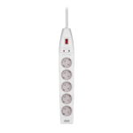 Power strip with surge protector 2E 5xType F, 3×1.5mm2, 16A, 3m, white