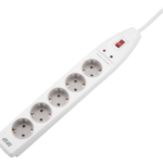 Power strip with surge protector 2E 5xType F, 3×1.5mm2, 16A, 3m, white