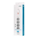 Power strip with surge protector 2E 5xType F, 3×1.5mm2, 16A, 3m, white