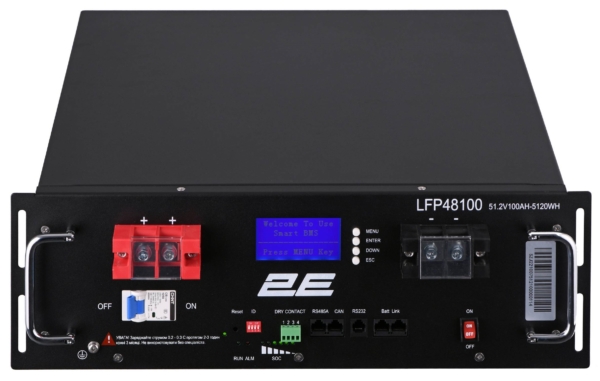 2E-LFP48100 48V/100Ah 19″ LiFePo4 Battery