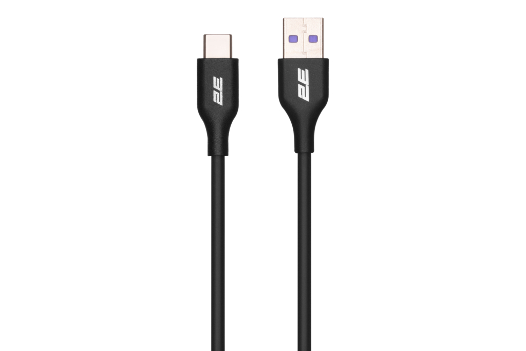 Кабель USB-A > USB-C заряджання/синхронізації 2E 1м, Type-C, Glow, чорний