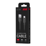 Кабель USB-A > USB-C заряджання/синхронізації 2E 1м, Type-C, Glow, чорний