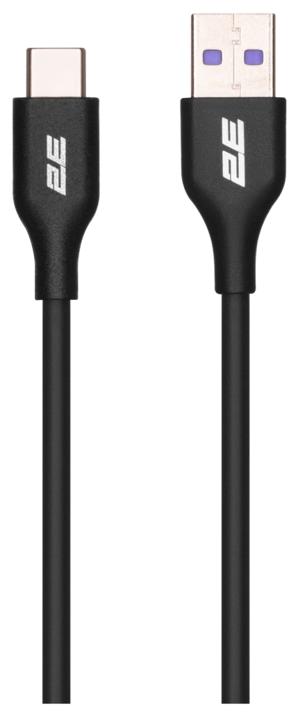 Кабель USB-A > USB-C заряджання/синхронізації 2E 1м, Type-C, Glow, чорний