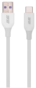 2E Сable USB-A > USB-C charge/data, 1m, Type-C, Glow, white