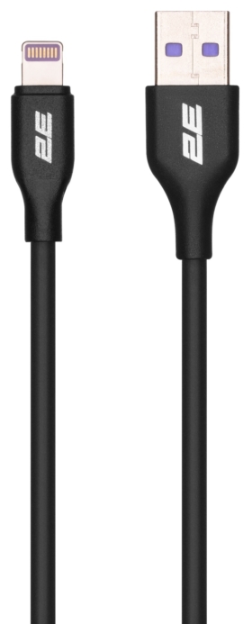 Кабель USB-A > Lightning зарядки/синхронизации 2E, 1м, Glow, черный