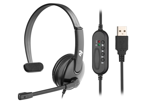 Гарнитура ПК моно On-ear 2E CH12 USB, omni-mic, 2м, черный