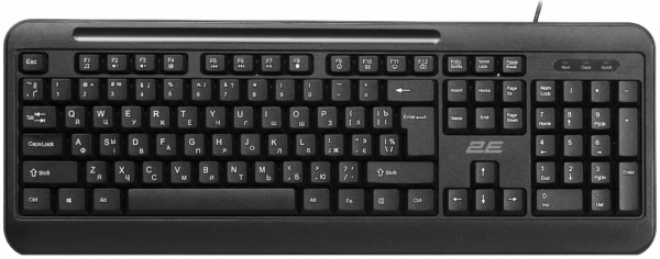 Клавиатура мембранная 2E KM1040 104key, USB-A, EN/UK/RU, чёрный