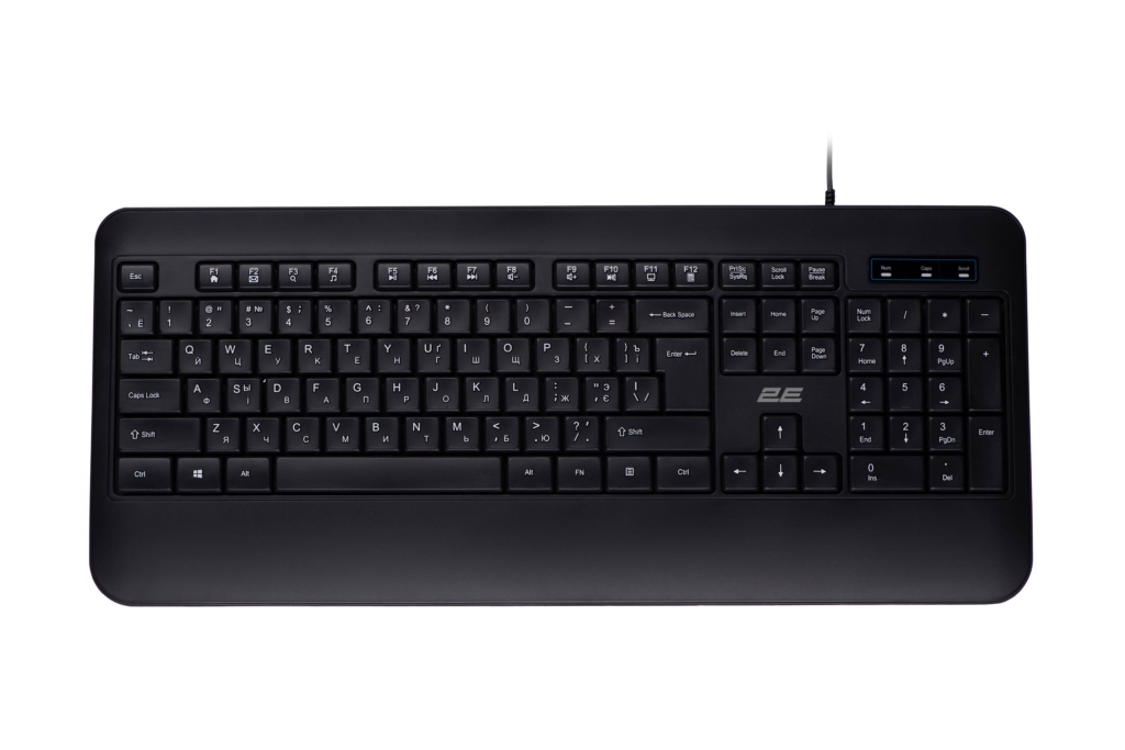 Клавиатура мембранная 2E KS109 104key, USB-A, EN/UK/RU, чёрный