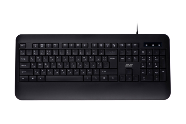 Клавиатура мембранная 2E KS109 104key, USB-A, EN/UK/RU, чёрный