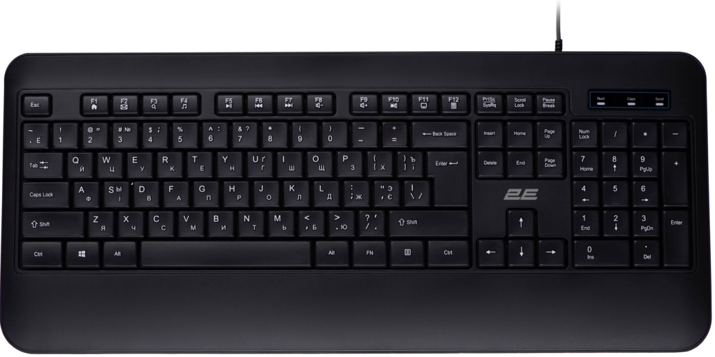 Клавиатура мембранная 2E KS109 104key, USB-A, EN/UK/RU, чёрный