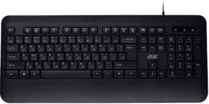 Клавиатура мембранная 2E KS109 104key, USB-A, EN/UK/RU, чёрный