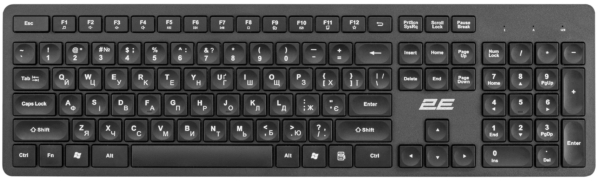 Клавиатура мембранная 2E KS260 106key, WL, EN/UK, чёрный