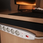 Power strip with surge protector 2E 5xType F, 3×1.5mm2, 16A, 3m, white