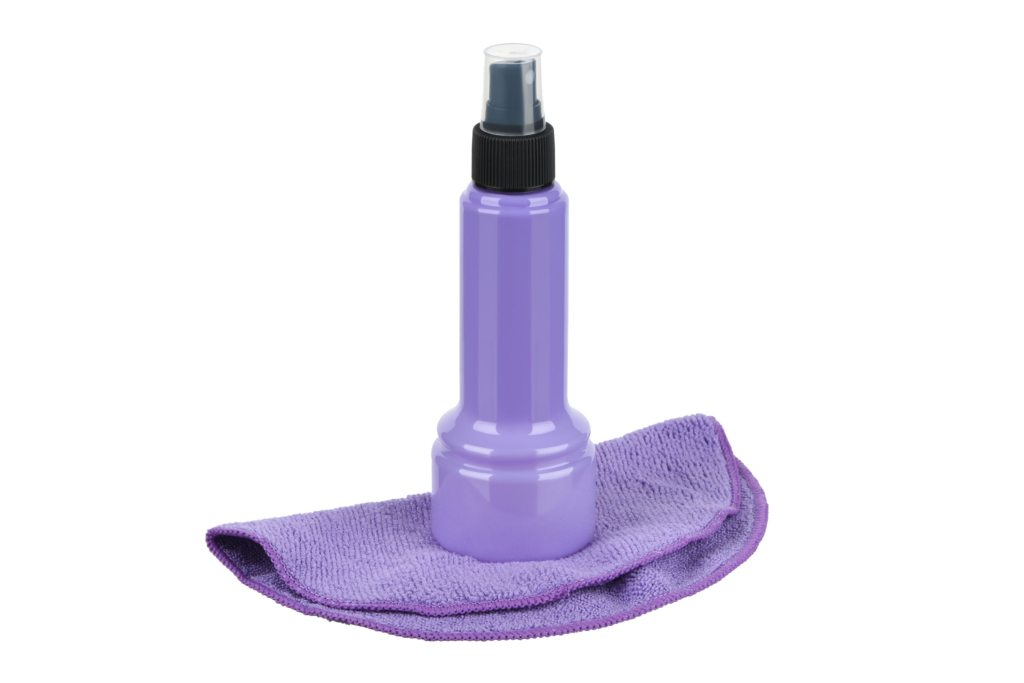 Cleaning kit 2E for office equipment (liquid 150ml, whipe 20cm), violet