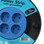 2E Power Strip 4хType F, 3х1.5mm2, 16A, on reel, 20m, black-blue