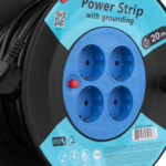 2E Power Strip 4хType F, 3х1.5mm2, 16A, on reel, 20m, black-blue