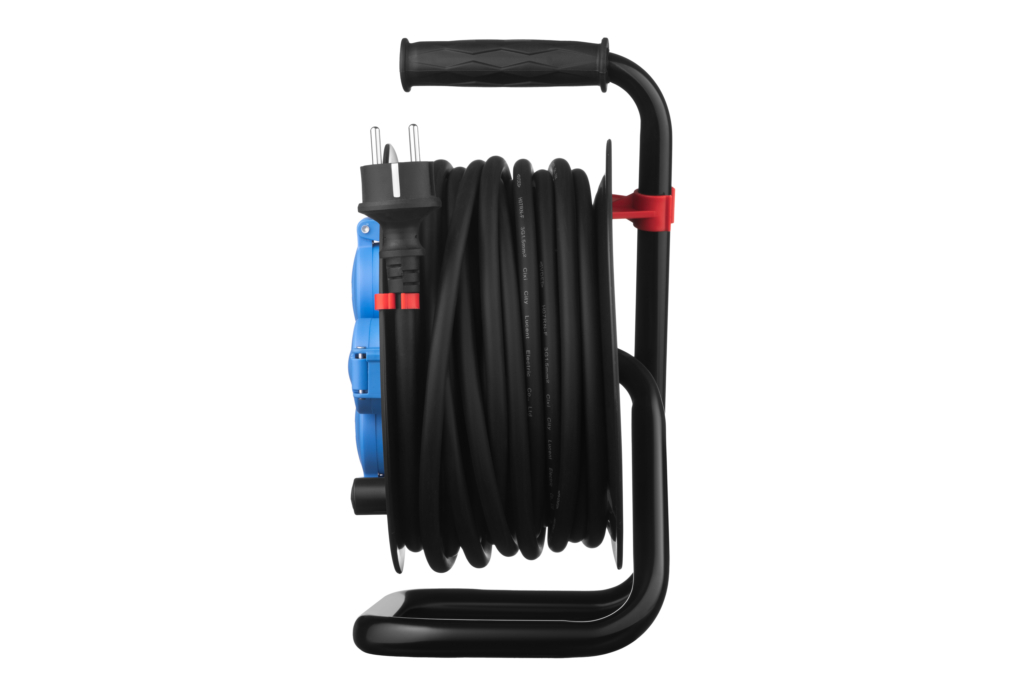 2E Power Strip 4хType F, 3х1.5mm2, 16A, on reel, 20m, black-blue