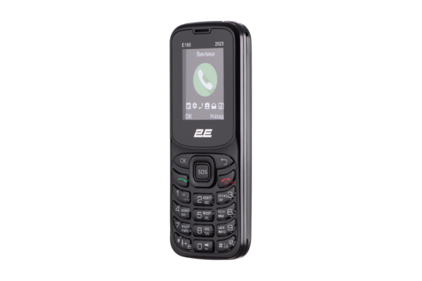 Мобільний телефон 2E E180 2023 1.77″ 2SIM, 1000мА•год, чорний