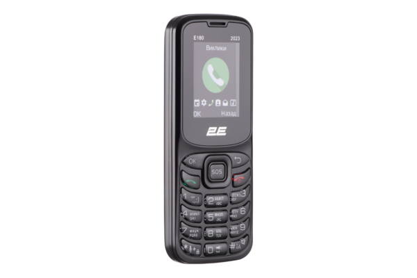 Мобільний телефон 2E E180 2023 1.77″ 2SIM, 1000мА•год, чорний