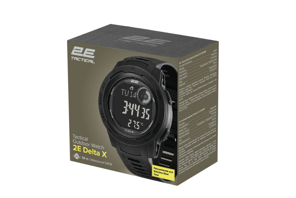 Тактические часы 2E Delta X Black с компасом и шагомером