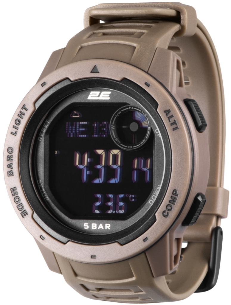 2E Tactical Delta X Brown tactical watch with compass and pedometer