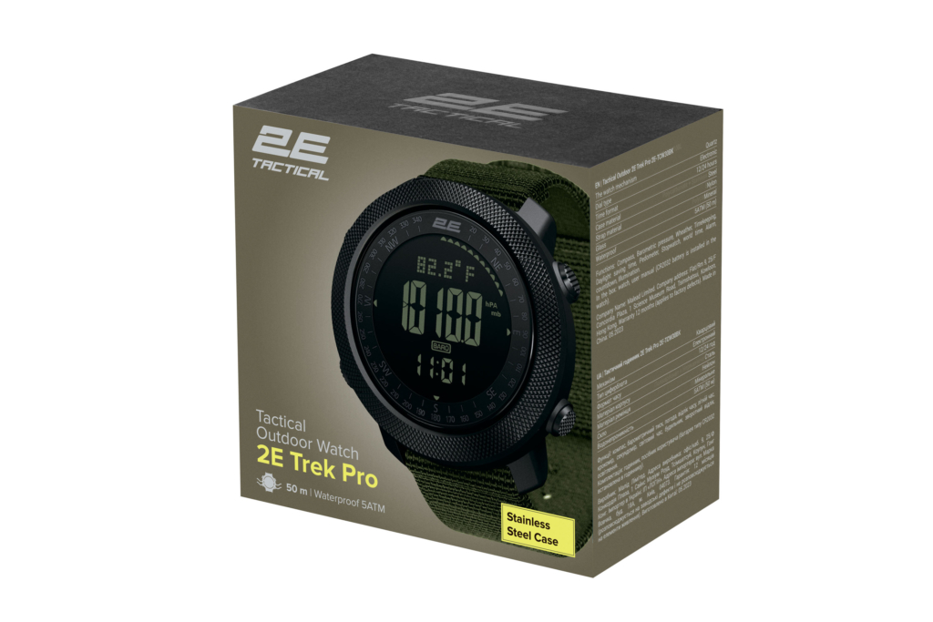 2E Tactical Тактичний годинник Trek Pro Black-Green з компасом, барометром та крокомір