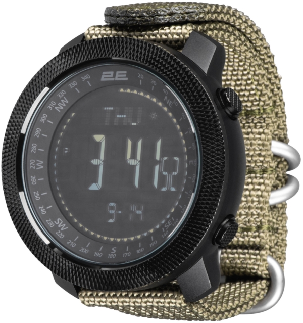 2E Tactical Trek Pro Black-Green tactical watch with compass, barometer and pedometer