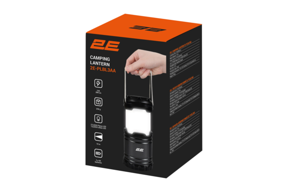 2E Camping lantern on batteries PLBL3AA Flame AAx3 200lm 3W folding 2 lighting modes flame/white light IP44 0.26kg