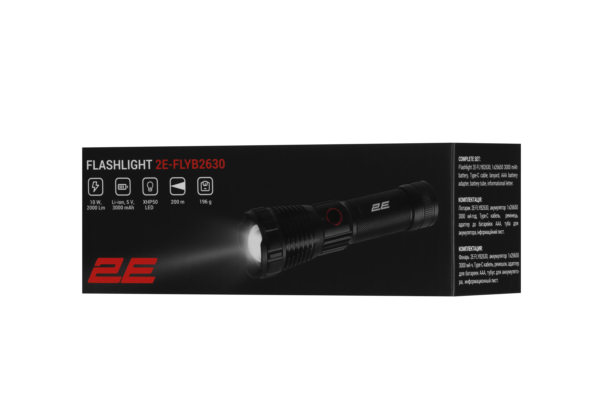 2E Hand lantern rechargeable FLYB2630 USB-C 3000mAh 2000lm 10W 5 lighting modes Power Bank function IP68 0.2kg