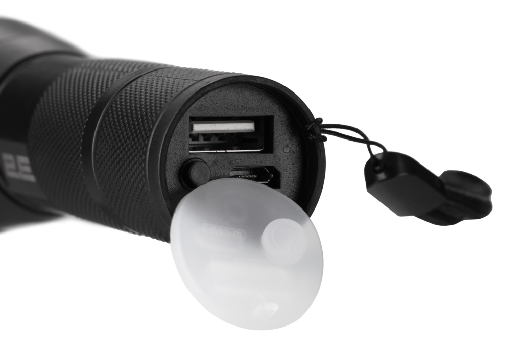 Ліхтар ручний акумуляторний 2E FLYB1812BI Micro-USB 1200мА·год 1200лм 10Вт 4 режими освітлення функція Power Bank IPX4 0.1кг