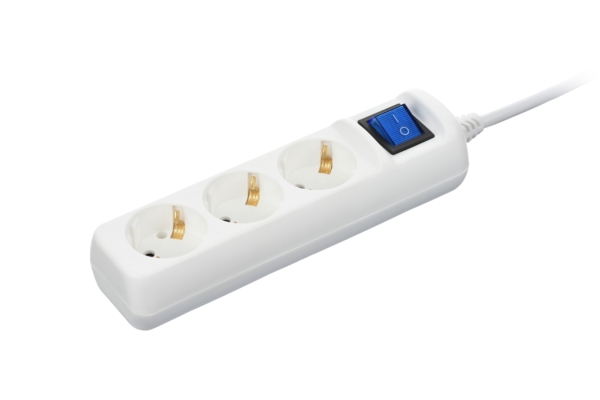 2E Power Strip 3хType F, 3х1.5mm2, 16A, 1.5m, white