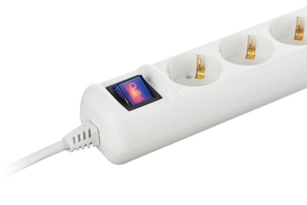 2E Power Strip 3хType F, 3х1.5mm2, 16A, 1.5m, white