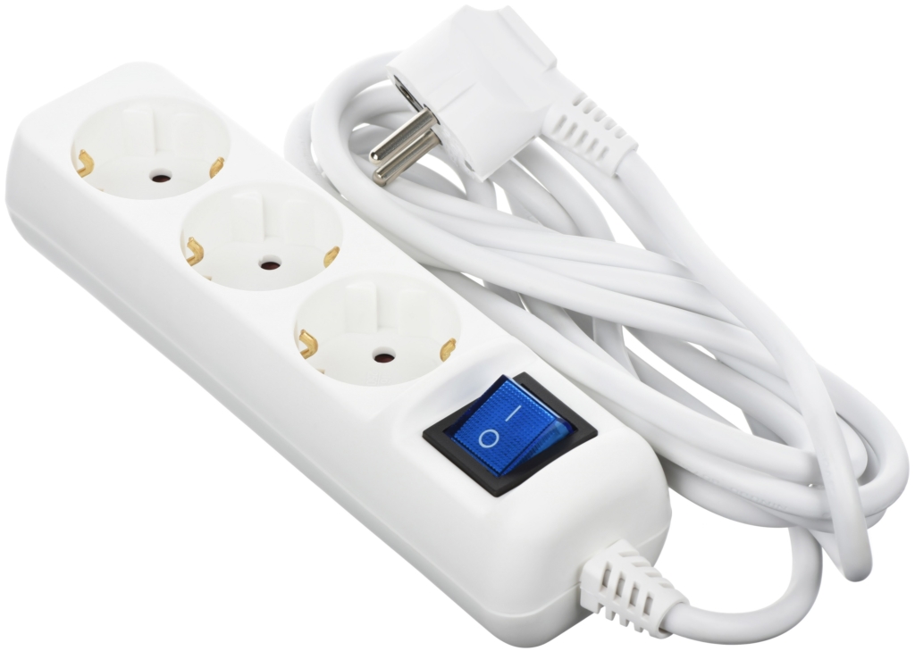 2E Power Strip 3хType F, 3х1.5mm2, 16A, 1.5m, white