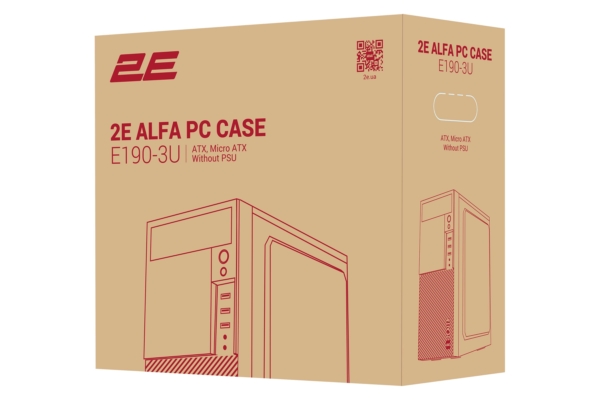 Корпус 2E Alfa E190-3U без БЖ 2xUSB3.0, 1xUSB2.0, VGA 320мм, ATX, чорний