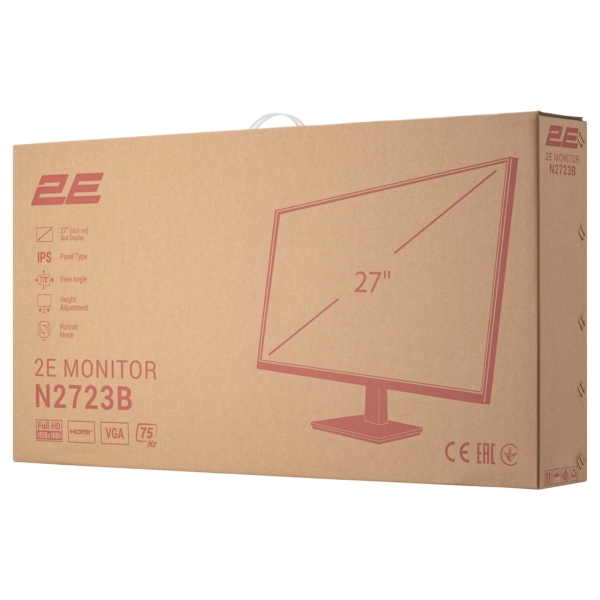 Монитор 2E 27″ N2723B D-Sub, HDMI, IPS, 75Hz, Pivot