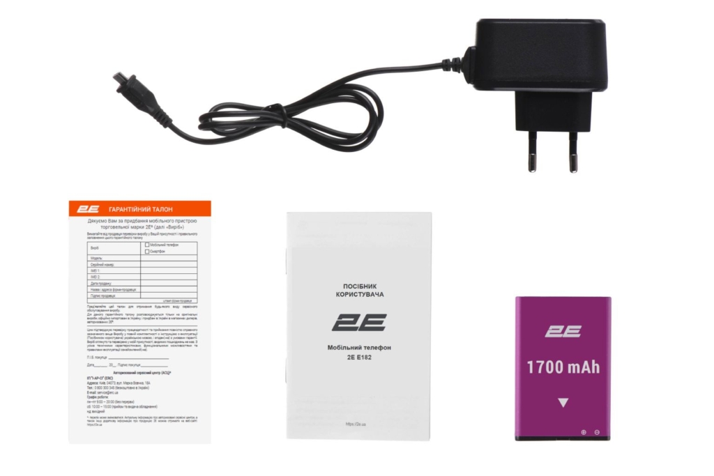 Мобильный телефон 2E E182 2.4″ 2SIM, 1700мА•ч, черный